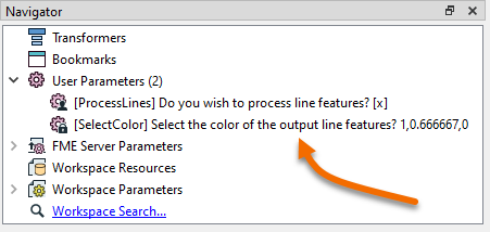 Viewing a user parameter in the Navigator